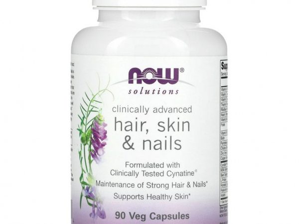 NOW Foods, Solutions, для здоровья волос, кожи и ногтей, 90 вегетарианских капсул
