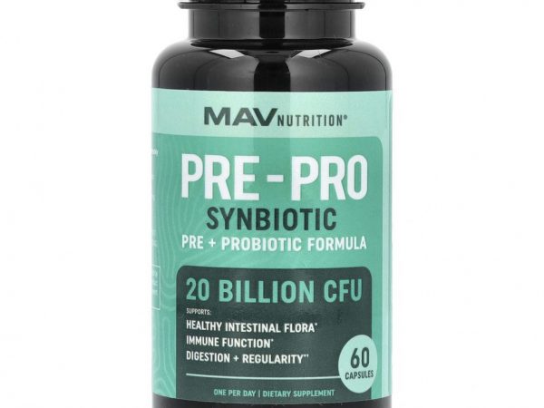 MAV Nutrition, Pre-Pro, пребиотик и пробиотик, 60 растительных капсул