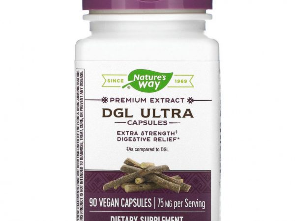 Nature's Way, DGL Ultra, глицирризинат солодки, 75 мг, 90 веганских капсул
