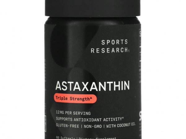 Sports Research, астаксантин тройной концентрации, 12 мг, 60 капсул