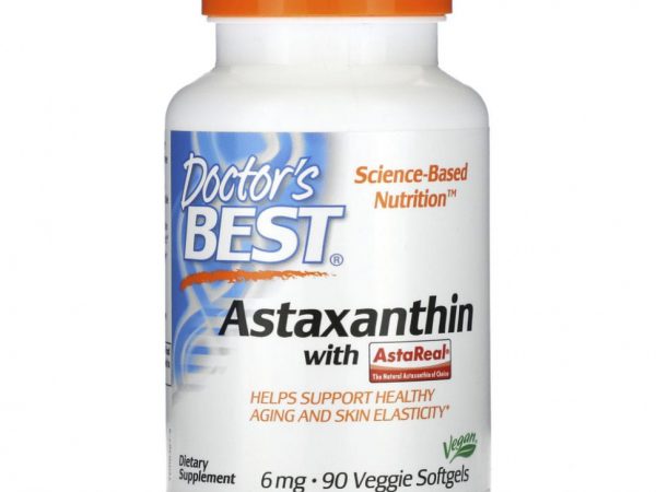 Doctor's Best, астаксантин с AstaReal, 6 мг, 90 растительных капсул