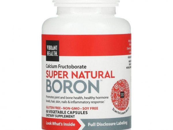 Vibrant Health, Super Natural Boron, 60 растительных капсул