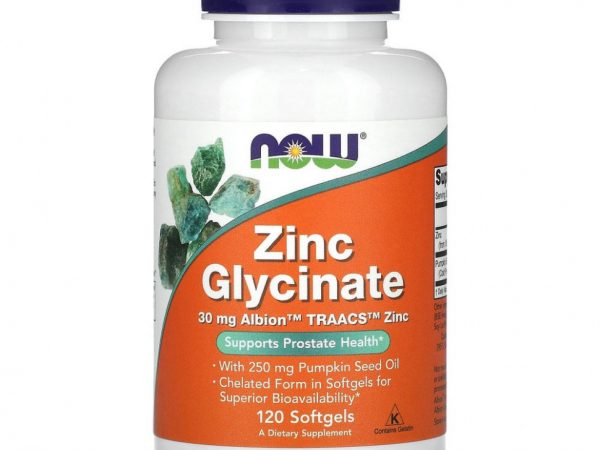 NOW Foods, глицинат цинка, 120 капсул