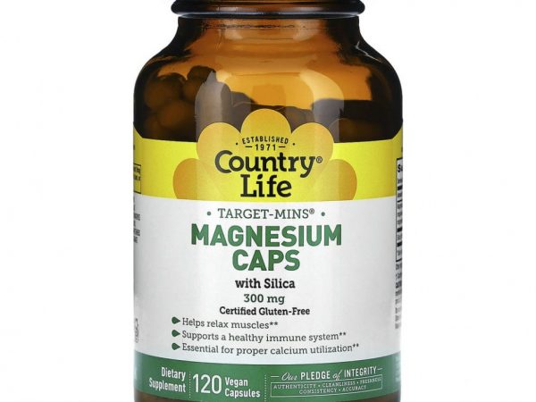 Country Life, Target-Mins, магний в капсулах, 300 мг, 120 вегетарианских капсул