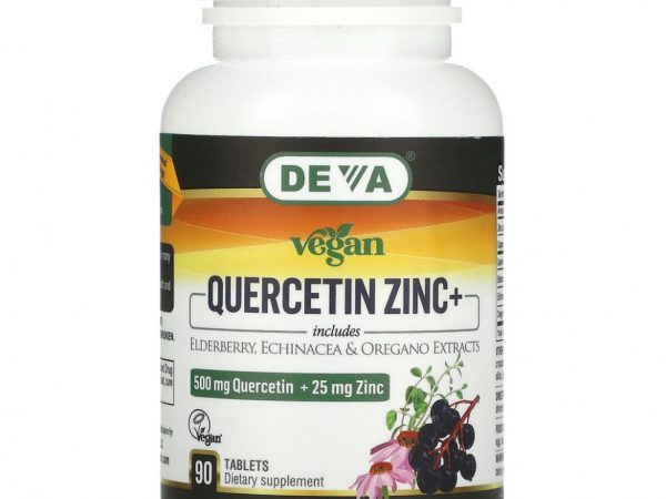 Deva, Vegan Quercetin Zinc+, 500 mg + 25 mg, 90 Tablets