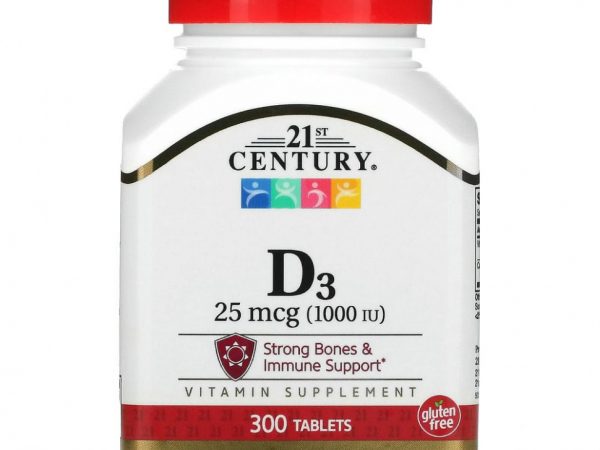 21st Century, Витамин D3, 25 мкг (1.000 МЕ), 300 таблеток