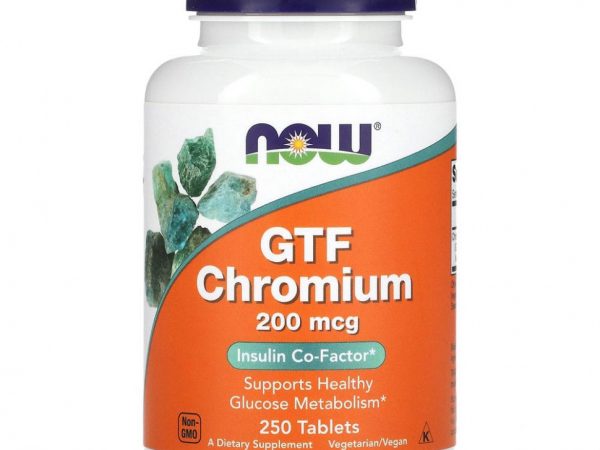 NOW Foods, GTF Chromium, 200 мкг, 250 таблеток