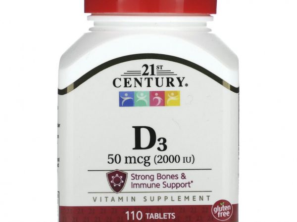 21st Century, витамин D3, 50 мкг (2000 МЕ), 110 таблеток