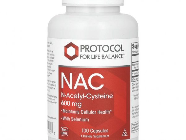 Protocol for Life Balance, NAC N-ацетил-цистеин, 600 мг, 100 вегетарианских капсул