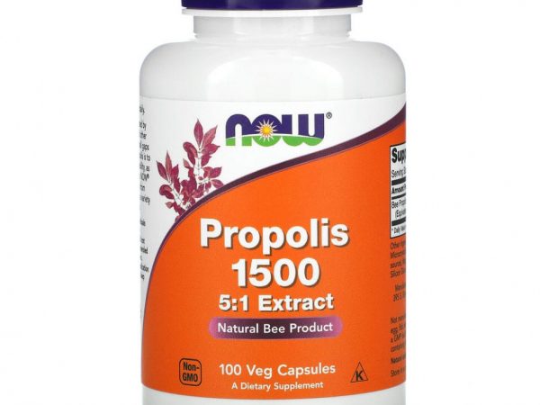 NOW Foods, прополис 1500, 100 вегетарианских капсул