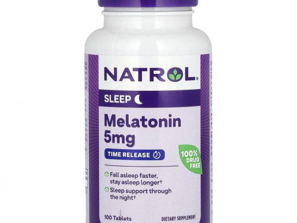 Natrol, Мелатонин, медленное высвобождение, с повышенной силой действия, 5 мг, 100 таблеток