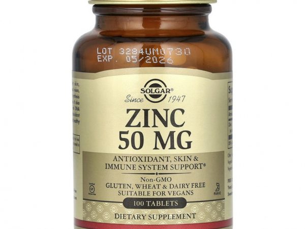 Solgar, цинк, 50 мг, 100 таблеток