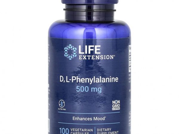 Life Extension, D, L-фенилаланин, 500 мг, 100 вегетарианских капсул