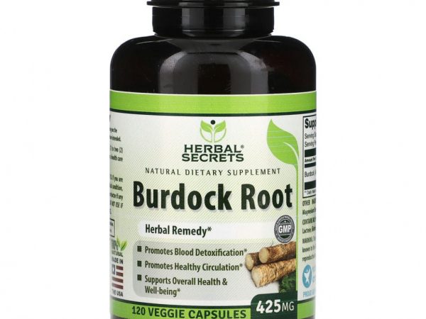 Herbal Secrets, Корень лопуха, 425 мг, 120 растительных капсул