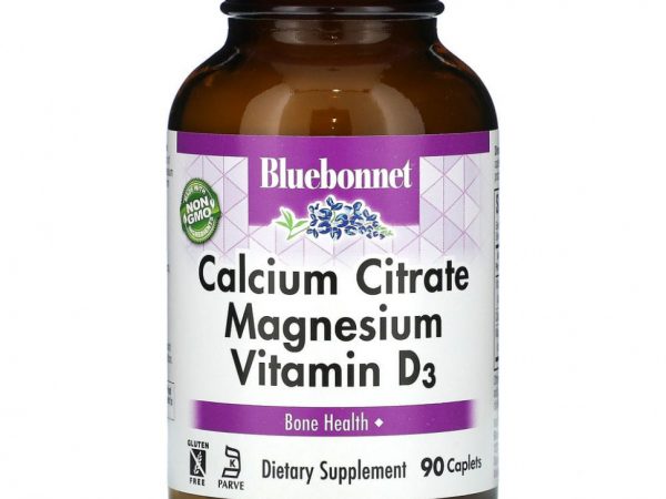 Bluebonnet Nutrition, Цитрат кальция, магний и витамин D3, 90 капсул