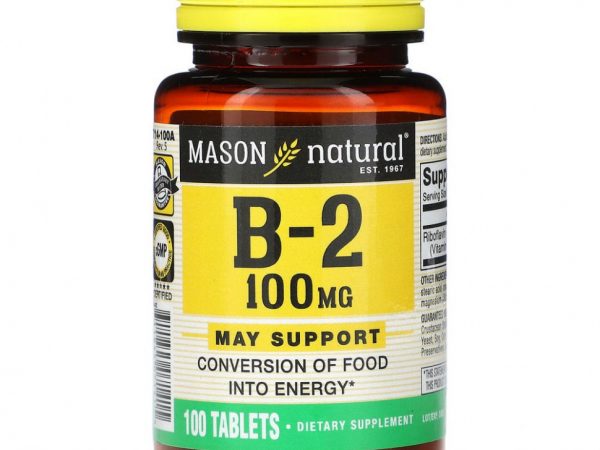 Mason Natural, Витамин B2, 100 мг, 100 таблеток