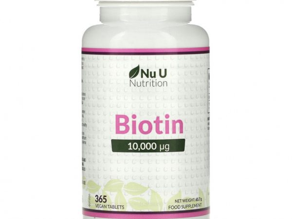 Nu U Nutrition, Биотин, 10 000 мгк, 365 растительных таблеток
