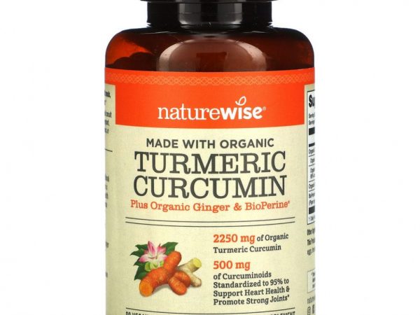 NatureWise, Куркума и куркумин, 90 веганских капсул