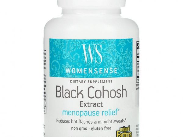 Natural Factors, WomenSense, экстракт черного кохоша, средство для облегчения менопаузы, 90 вегетарианских капсул