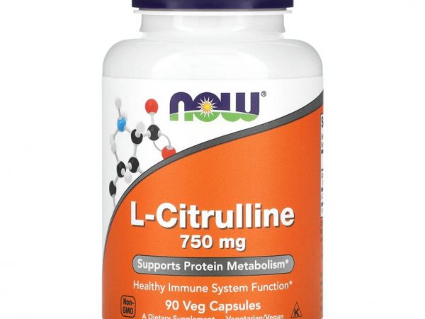 NOW Foods, L-цитруллин, 750 мг, 90 растительных капсул