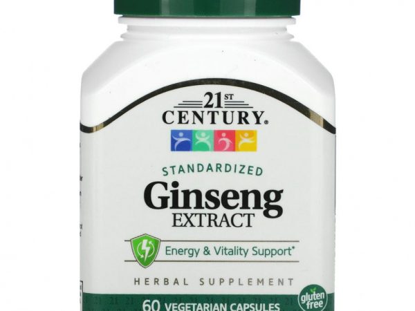 21st Century, Стандартизированный экстракт женьшеня, 60 вегетарианских капсул