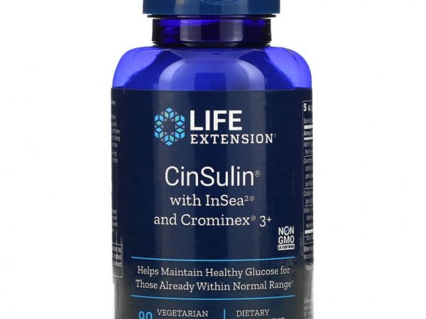 Life Extension, CinSulin с InSea2 и Crominex 3+, 90 растительных капсул