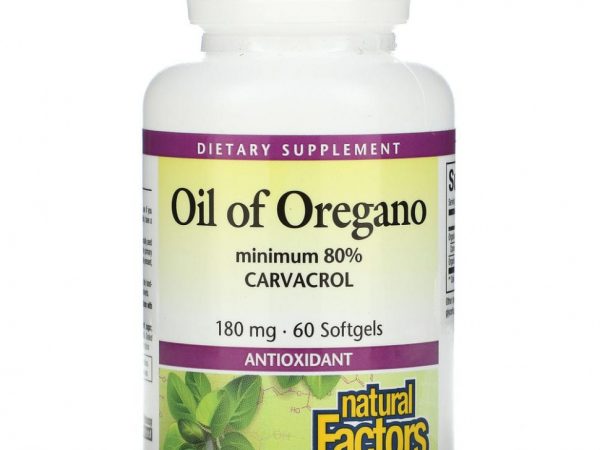 Natural Factors, масло орегано, 180 мг, 60 капсул