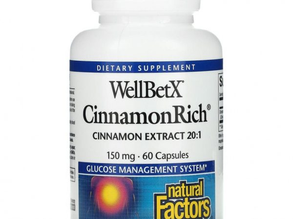Natural Factors, WellBetX, CinnamonRich, 150 мг, 60 капсул