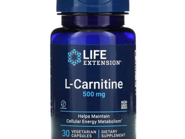 Life Extension, L-карнитин, 500 мг, 30 вегетарианских капсул