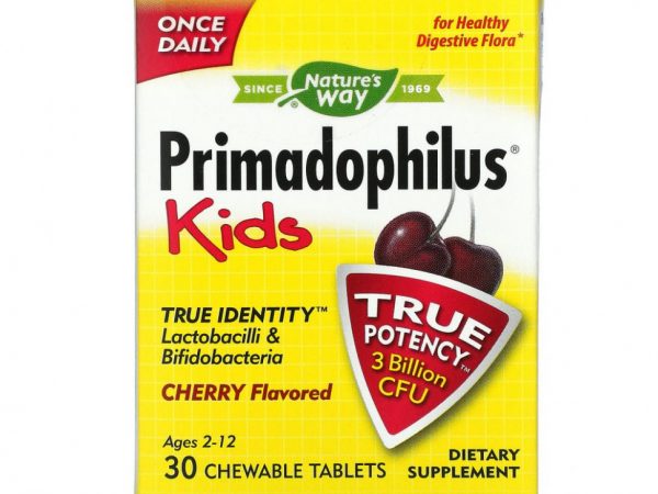 Nature's Way, Primadophilus, для детей, со вкусом вишни, 3 млрд КОЕ, 30 жевательных таблеток