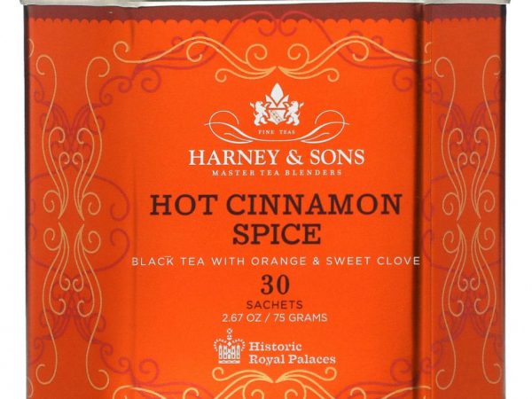 Harney & Sons, черный пряный чай с корицей, апельсином и сладкой гвоздикой, 30 пакетиков, 75 г (2,67 унции)