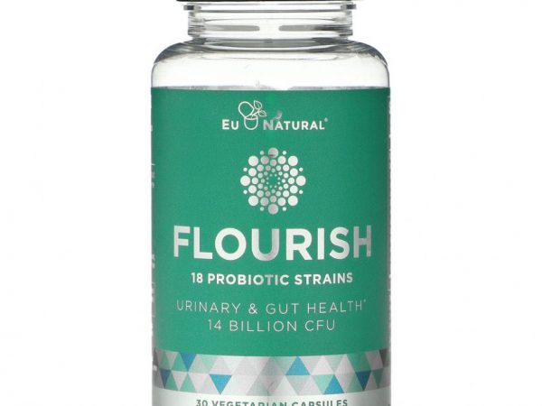Eu Natural, FLOURISH, Пробиотики для здоровья мочи и кишечника, 14 миллиардов КОЕ, 30 вегетарианских капсул