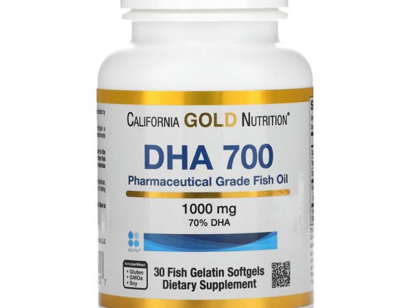 California Gold Nutrition, DHA 700, рыбий жир фармацевтической степени чистоты, 1000 мг, 30 рыбно-желатиновых капсул