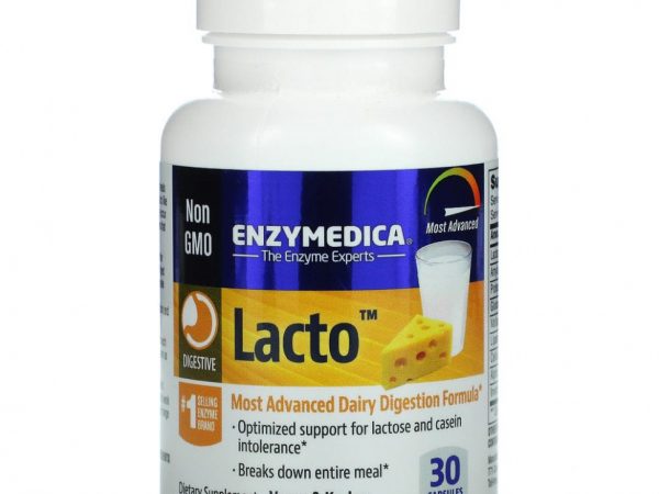 Enzymedica, Lacto, формула для переваривания молочных продуктов последнего поколения, 30 капсул