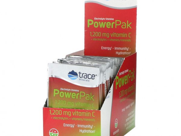 Trace Minerals ®, PowerPak, электролит для повышения выносливости, арбуз, 30 пакетиков по 5,5 г (0,19 унции)