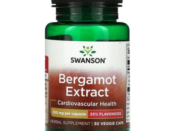 Swanson, Экстракт бергамота, 500 мг, 30 вегетарианских капсул