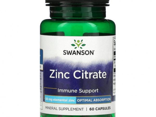 Swanson, Цитрат цинка, 50 мг, 60 капсул
