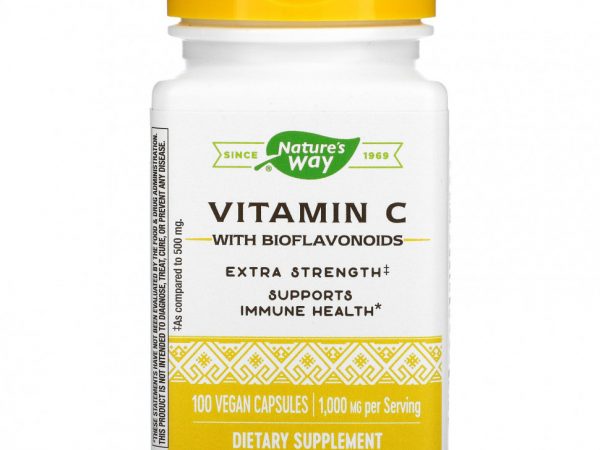 Nature's Way, Витамин C с биофлавоноидами, повышенная сила действия, 1000 мг, 100 веганских капсул