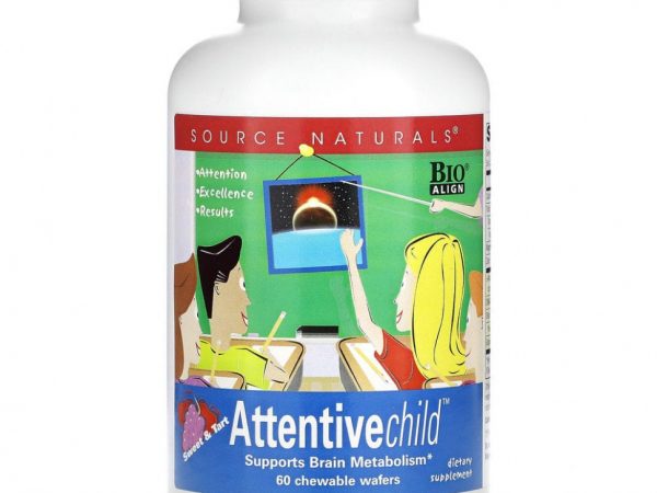 Source Naturals, Attentive Child, детская добавка, 60 жевательных вафель