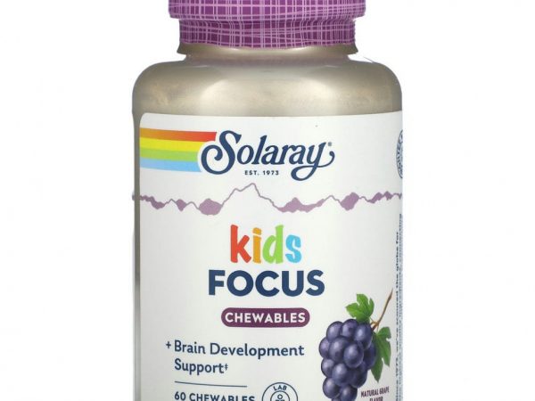 Solaray, Kids, Focus For Children, натуральный виноград, 60 жевательных таблеток