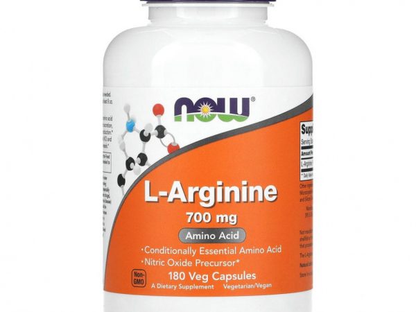 NOW Foods, L-аргинин, 700 мг, 180 растительных капсул