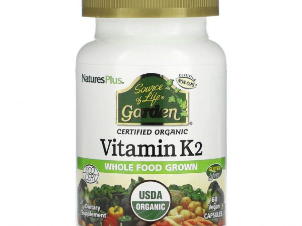 NaturesPlus, Source of Life, Garden, Vitamin K2 (витамин К2), 60 растительных капсул