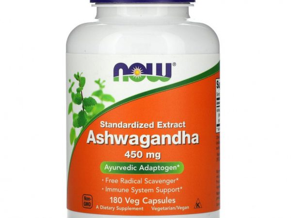 NOW Foods, стандартизованный экстракт ашвагандхи, 450 мг, 180 растительных капсул