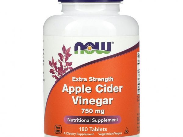 NOW Foods, Яблочный уксус, повышенная сила действия, 750 мг, 180 таблеток
