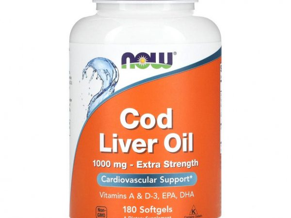 NOW Foods, жир печени трески, 1000 мг, 180 капсул