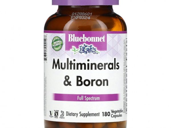 Bluebonnet Nutrition, Multiminerals, с бором, 180 растительных капсул Vcaps®