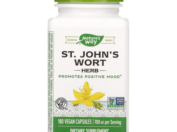 Nature's Way, зверобой, 350 мг, 180 веганских капсул