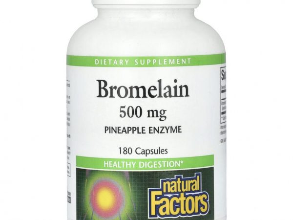 Natural Factors, Бромелаин, 500 мг, 180 капсул