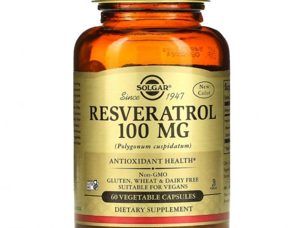 Solgar, Ресвератрол, 100 мг, 60 растительных капсул
