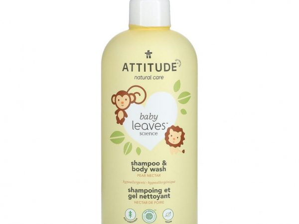 ATTITUDE, Little Leaves Science, натуральный шампунь и гель для душа 2 в 1, грушевый нектар, 473 мл (16 жидк. унций)